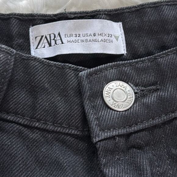 Zara Black High Rise Button Fly Cropped Jeans - Picture 4 of 6